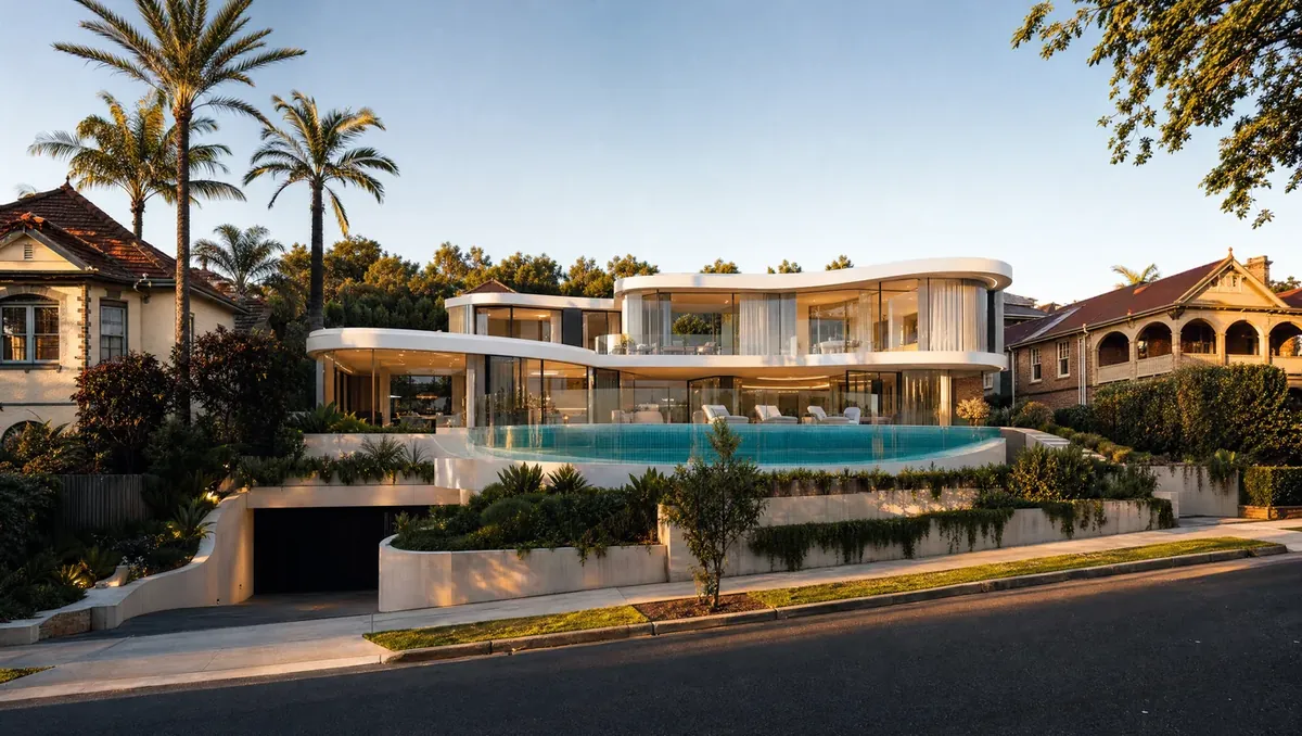 Architectural Visualization Sydney — photomontage luxury house blended into real site by giantA